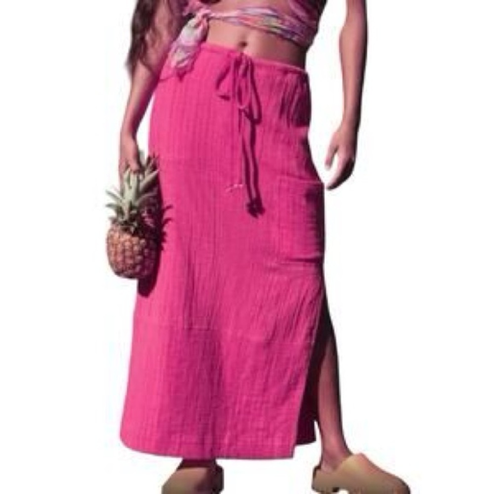 NWOT Free People Pink Gauze Maxi Skirt
